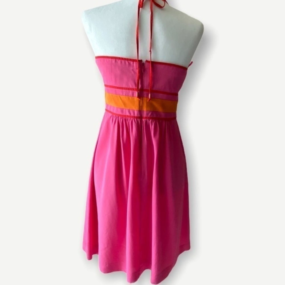 Trina Turk Orange Silk Spaghetti Ties Dress Sz.M - Picture 5 of 11